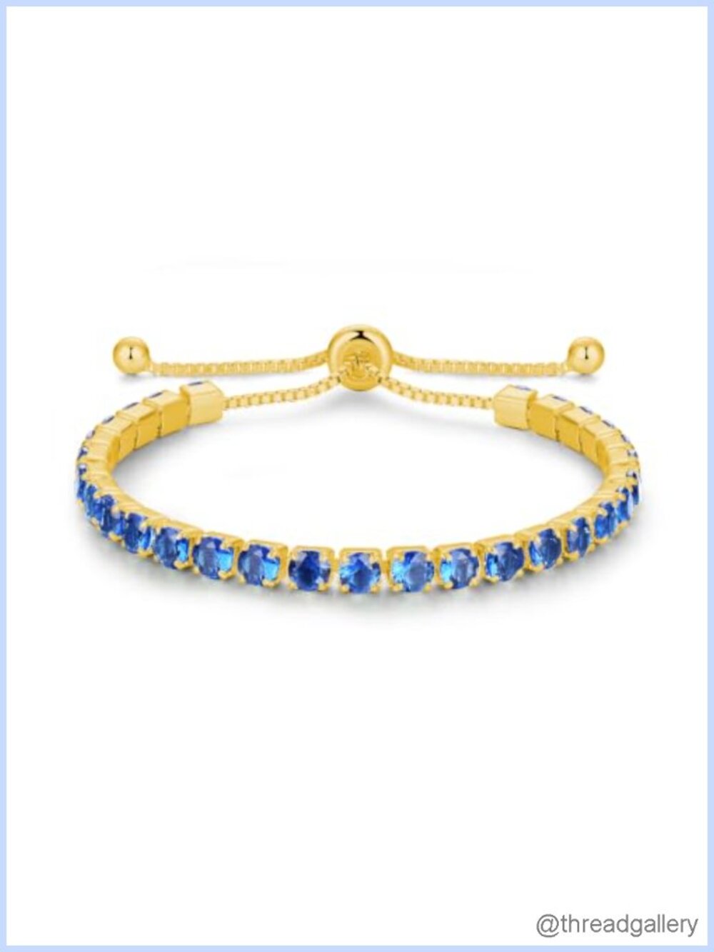 Gold Plated Created Sapphire Tennis Bracelet Adjustable Bolo 4mm